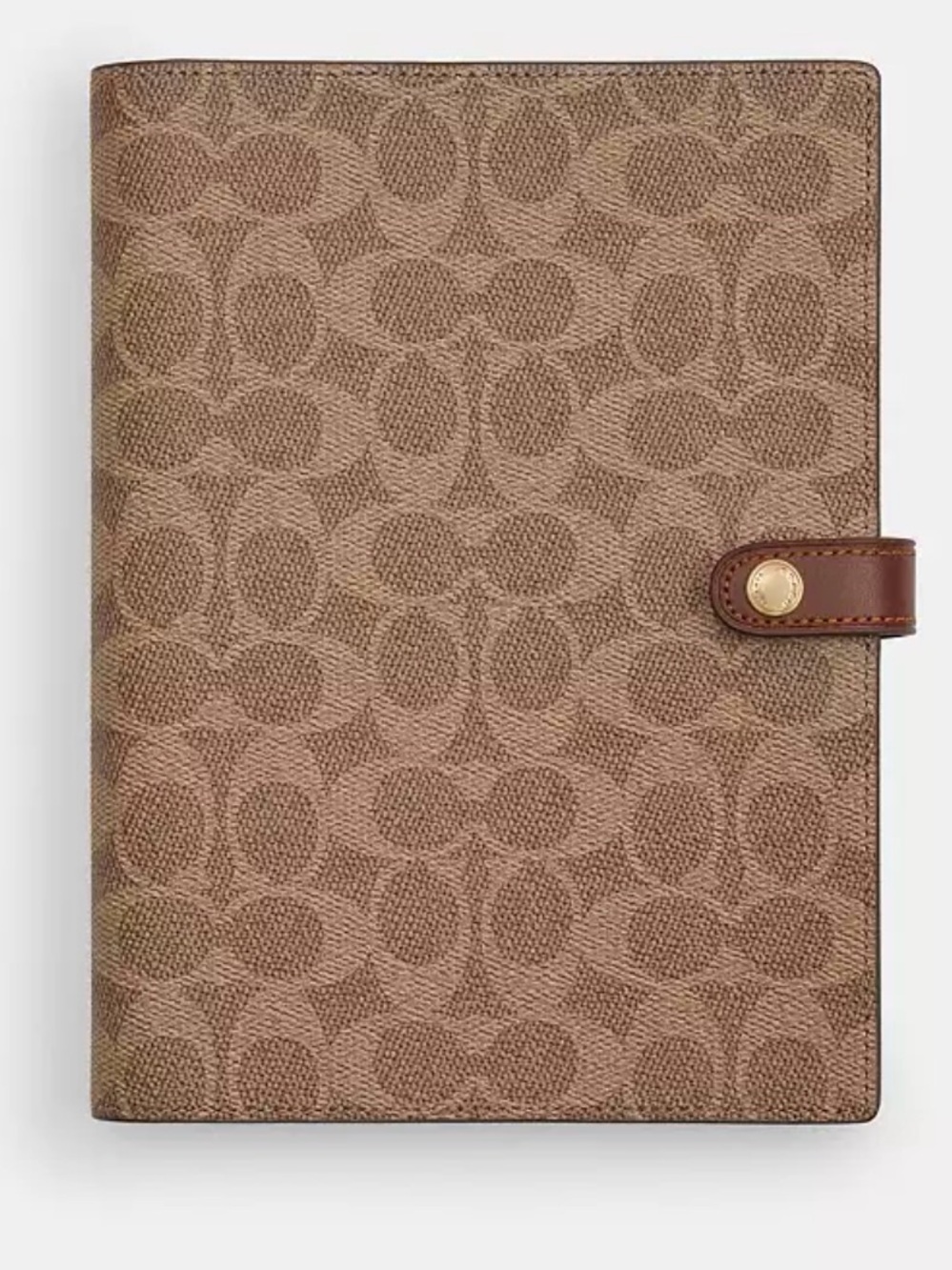 NWT! Coach Light Brown Notebook + Cover, Signature logo